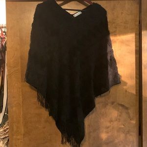 Lightning bolt black pancho sweater